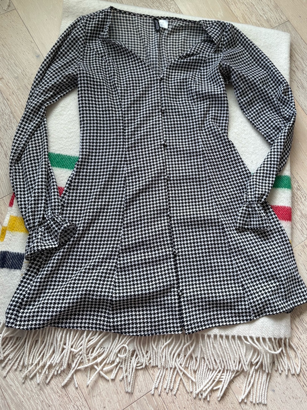 Divided Black & White Houndstooth Blouse